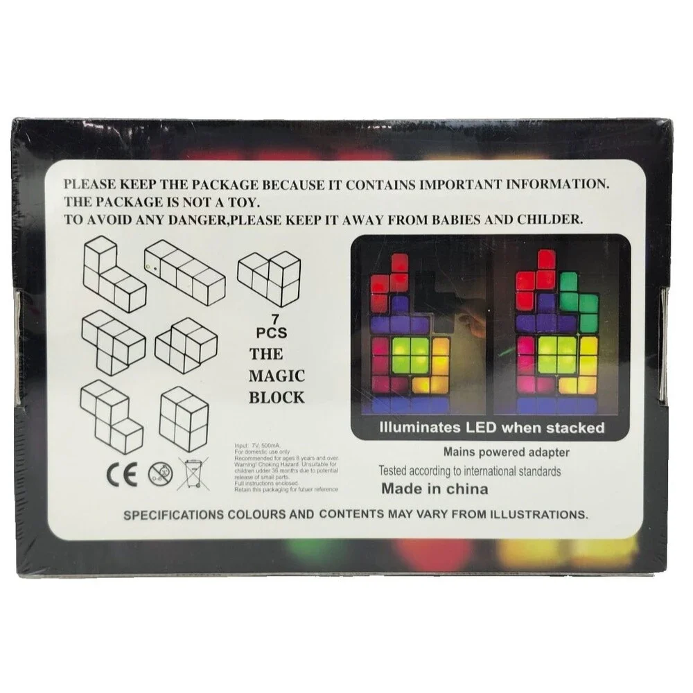 The Magic Block LED Light Tetris Style Stackable Puzzle Desk Lamp New in Box